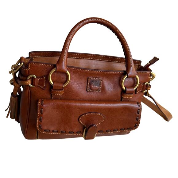 Dooney & Bourke Florentine Leather Satchel Saddle Shoulder Bag Quiet Luxury - Picture 3 of 16